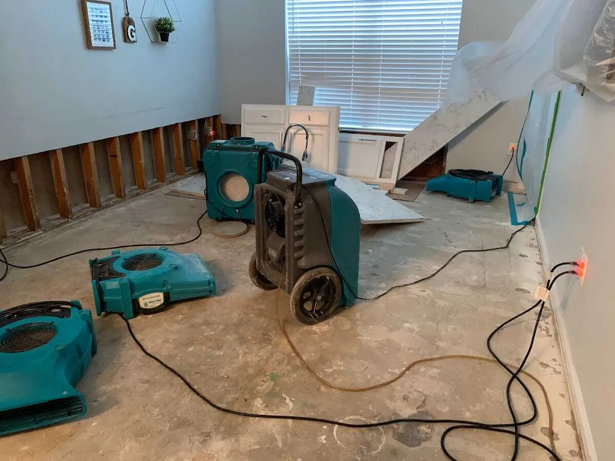Dehumidifier in flood-cut room for Water Damage Restoration in Lock Haven